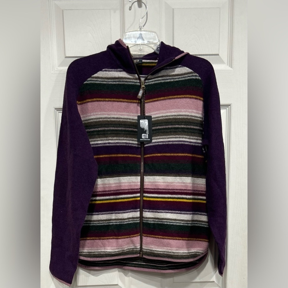 Elevenate Women's Medium Montagne Hood Purple Aubergine Jacket NWT Sweater Wool
